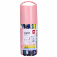 得力(deli)6955水彩笔套装美术绘画子弹头绚丽多彩可水洗学生水彩笔/绘画笔 36色/桶 (粉)