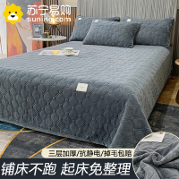 牛奶绒床盖单件冬季加绒榻榻米床铺盖夹棉床单三件套四季通用