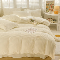 ins公主风泡泡纱水洗棉床上四件套网红宿舍三床品被套床单女