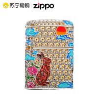 [苏宁自营]zippo美国正品防风打火机花丝珐琅生肖兔送礼套装男士zppo