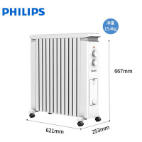 飞利浦(PHILIPS)取暖器暖风机电暖器电油汀油丁家用加宽24面油酊防烫速热干衣加湿电暖气片机械款 AHR3144YA