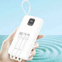 沃品(WOPOW)充电宝自带四线大容量10000毫安时屏显便携移动电源