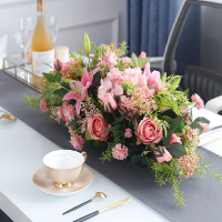 餐桌花尺寸:82*28*25cm款式:粉红玫瑰百合款