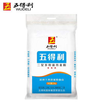 五得利(WUDELI) 三星多用途小麦粉5kg*1袋包子饺子馒头家用面粉麦香浓郁10斤袋装