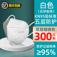 顺丰发货N95口罩[300只]折叠式高效防护口罩防飞沫KN95口罩男女通用易呼吸KN95口罩白色