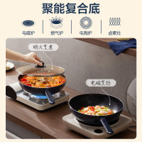 小熊(bear)煎锅陶瓷抗菌涂料30cm 家用电磁炉燃煤气灶通用灶具带透明锅盖 陶瓷款 CP-G0025