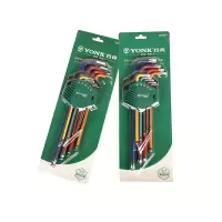 约克(YONK)彩虹9PCS特长内六角组套磁铁 S2钢球头内六花扳手