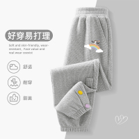 史努比(SNOOPY)儿童裤子春装2024新款女大童网红运动裤束脚女童华夫格卫裤NAY