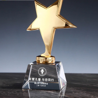 长闪 定制创意水晶奖杯 实心五角星奖杯