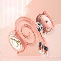 浦诺菲(pivoFUL)三合一数据线可伸缩一拖三头车载快充线适用于苹果/Type-C/安卓手机 橙色