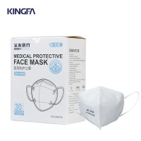 金发KINGFA医用防护口罩立体防护折叠式口罩5层防护30只\/盒白色 耳挂N95