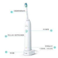 飞利浦(PHILIPS) 声波震动成人充电式软毛牙刷 情侣款送女友男友礼物 14天续航 HX2421/03 薄荷绿