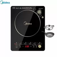 美的(Midea)电磁炉整板触控黑晶面板八档火力 C21-WK2102(汤锅+炒锅)