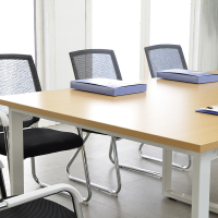 格斯图会议桌长条桌洽谈桌现代简约钢架桌板式工作台员工桌培训桌 白色钢架 2800*1200