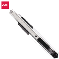 得力(deli)黑刀片锌合金美工刀 安全自锁功能裁纸刀 2056 5把装