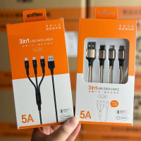 卡俪欧 5a数据线 SJ28金属三合一编织充电线1.2米-黑色(10盒/组)(BY)