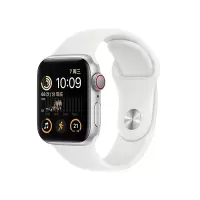 Apple Watch SE 2022款智能手表 44mm (GPS+蜂窝版) 蜂窝版 银色铝金属表壳 运动型表带 学生优惠版