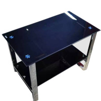 隆博盛景 电镀不锈钢小茶几钢化玻璃茶几 700*400*520mm