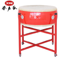 鑫声威 牛皮鼓20寸扁鼓红鼓+鼓架常规款