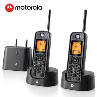 摩托罗拉(MOTOROLA)O202C远距离数字无绳电话机 无线座机 子母机 黑色 一拖一