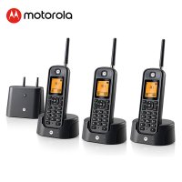 摩托罗拉(MOTOROLA)O201C远距离数字无绳电话机 无线座机 子母机 黑色 一拖二