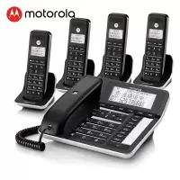 摩托罗拉(MOTOROLA)C7001C数字无绳录音电话机 子母机办公家用 通话录音可扩展子机(黑色)一拖四