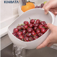 KINBATA淘米篮家用淘米筛洗米盆厨房多功能沥水篮洗蔬菜洗水果塑料盆