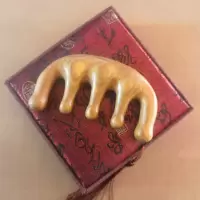 五齿金丝绿檀按摩梳檀木梳批发经络梳加厚防静电绿檀礼盒装按摩梳