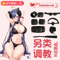 久爱SM道具床上绑带捆绑束缚套装手拍手脚铐成人情趣性爱用品玩具毛绒皮六件套黑色(盒装)