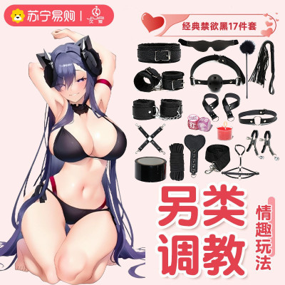 久爱SM道具床上绑带捆绑束缚套装手拍手脚铐成人情趣性爱用品玩具毛绒皮十七件套黑色(盒装)