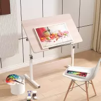 移动升降带轮办公桌书桌写字小桌子 折叠床边桌古橡木色80cm*40cm*15mm