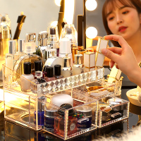 化妆品收纳盒桌面置物架护肤品网红整理箱梳妆台亚克力防尘盒子刷