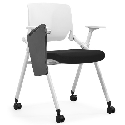 易企采 黑色折叠办公椅培训椅带写字板一体会议室开会椅培训班椅子会议椅