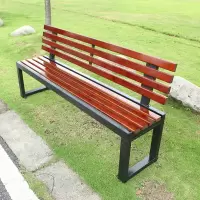 易企采 120*40CM公园椅户外长椅靠背座椅防腐木休闲长条椅休息区铁艺排椅庭院长凳