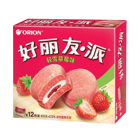 好丽友派巧克力轻雪草莓味12枚420克