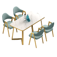 易企采 现代简约餐桌家用小户型4人饭桌轻奢网红奶茶店休闲洽谈桌椅组合 一桌四椅