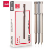 得力(deli)A13乐素金属中性笔0.5mm子弹头签字笔 12支/盒