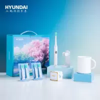 HYUNDAI韩国现代-电动牙刷健康套装 电动牙刷+马克杯+挤牙膏神器+壁挂