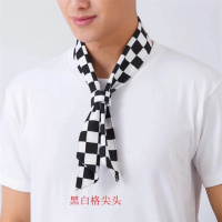 蚕娟厨师长黑白格子三角巾领带酒店西餐厅领花领巾 单位:条
