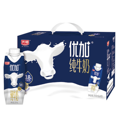 光明 优加纯牛奶 3.8g乳蛋白/100ml 梦幻盖 250ml*10盒