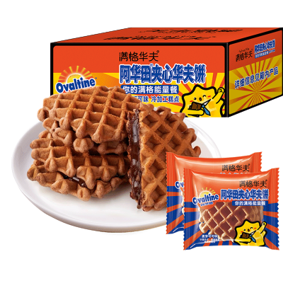 阿华田可可夹心华夫饼340g零食饼干蛋糕点心整箱早餐巧克力小面包