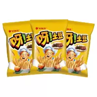 好丽友呀土豆薯条休闲食品小吃解馋小零食土豆里脊牛排味40g*3袋薯片膨化食品