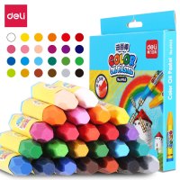 得力(deli)学生丝滑油画棒 易上色儿童蜡笔绘画笔6963(24色/盒)