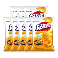 好丽友好友趣薯片休闲食品小吃解馋小零食 加勒比烤翅味45g*8袋