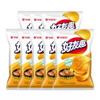 好丽友好友趣薯片休闲食品小吃解馋小零食 加勒比烤翅味45g*8袋