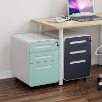 易企采 酷睿黑办公桌下柜移动文件柜矮柜三抽屉储物柜活动柜铁皮带锁收纳小柜子