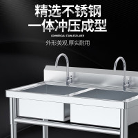 乐创 商用 201不锈钢洗碗洗菜池洗手盆 双眼水池