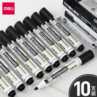 得力(deli)S502 可加墨白板笔/白板笔墨水办公文具用品 黑红蓝 黑色 10支白板笔