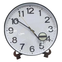 结盟者 简约现代圆形时钟 挂钟客厅钟表办公钟 带底座 35cm