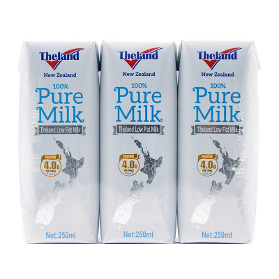 纽仕兰Theland新西兰进口4.0g蛋白质低脂高钙纯牛奶250ml*3盒尝鲜装营养早餐奶